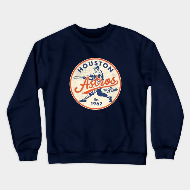 Old Style Houston Astros by Buck Tee Crewneck Sweatshirt by Buck Tee